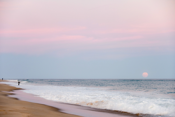 Pink Moon 62w x 43h with Deckled Edge Float with Linen Back with White Frame